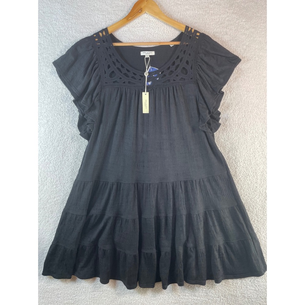 nwt tiered babydoll dress crochet lace flutter sleeve XL witchy whimsigoth fairy